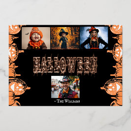 Familie Halloween Fotocollage Kaart