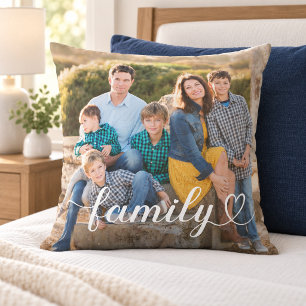 Familie Hart Script Foto Witte Tekst Kussen