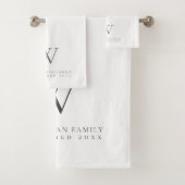 Familie Home Monogram Initiaal Witte houtskool Bad Handdoek (Insitu)