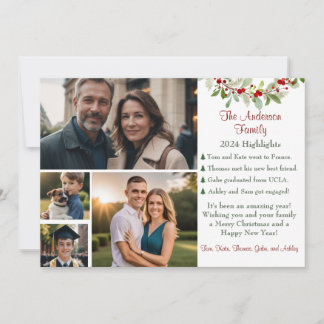 Familie Hoogtepunten Klassieke Kerstfoto Feestdagenkaart