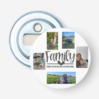 Familie houdt van moderne geheugenfoto button flesopener