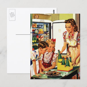  familie in de Keukenmam Papa Kinder snack Briefkaart