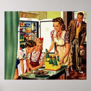 familie in de Keukenmam Papa Kinder snack Poster