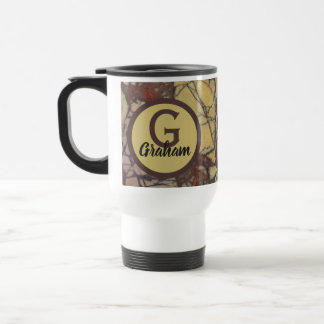 Familie Initiële Gele Marmer Patroon Monogram Reisbeker