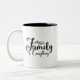 Familie is alles-citaat tweekleurige koffiemok