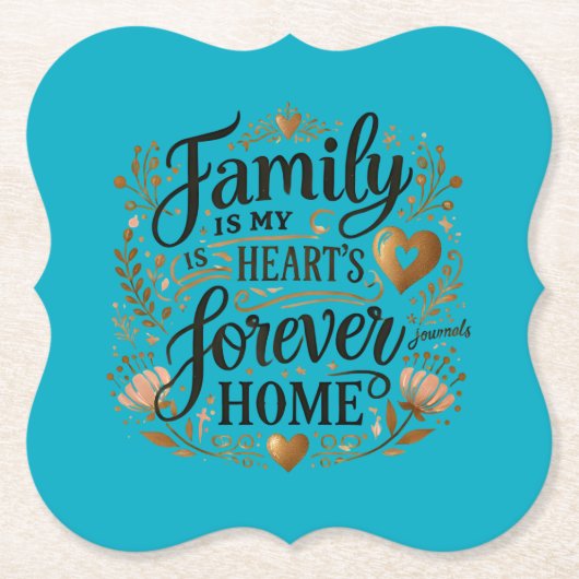 🏡 Familie is het eeuwige thuis van mijn hart Kartonnen Onderzetters (Voorkant)