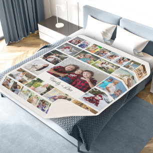 Familie is Liefde 29 Foto Collage Sherpa Dekbed Deken