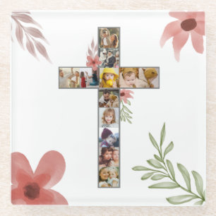 Familie Jezus Kruis Christelijke Kerk Geliefde Glazen Onderzetter