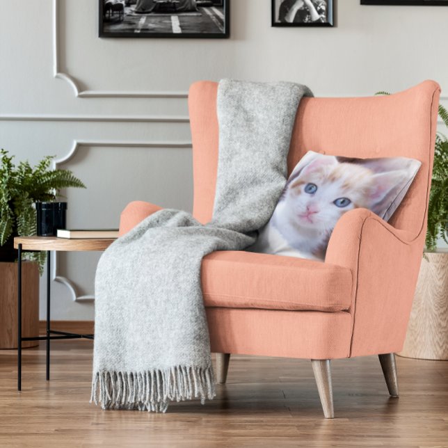 Familie kat twee foto kussen (Family Cat Two Photo Throw Pillow)