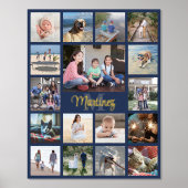 Familie Keepsake Fotocollage Navy blauw en echt Folie Afdrukken (Voorkant)