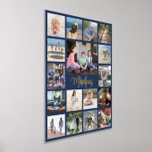 Familie Keepsake Fotocollage Navy blauw en echt Folie Afdrukken (Laagn)