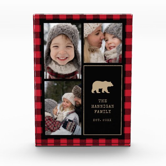 Familie Keepsake Rustic Buffalo Plaid Fotoblokken (Voorkant)