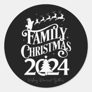 Familie Kerst 2024 Herinneringen Samen Matching  Ronde Sticker