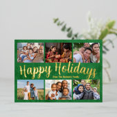 Familie Kerst Echt Folie Prettige feestdagen Kaart (Staand Voorkant)