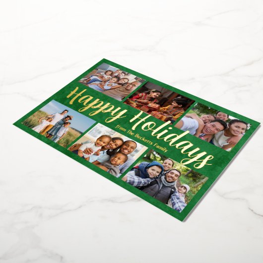 Familie Kerst Echt Folie Prettige feestdagen Kaart (Gedraaid)