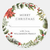 Familie Kerst Feestdagen Botanisch Modern Ronde Sticker (Voorkant)