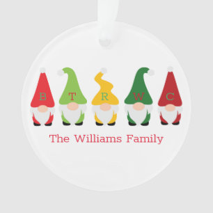 Familie Kerst Gnomen Rood Groene Naam Feestelijk P Ornament