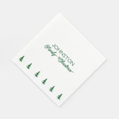 Familie Kerst Groene Waterverf Pine Tree Servet (Hoek)