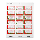 Familie Kerst Holly Fun Red Border Etiket (Full Sheet)