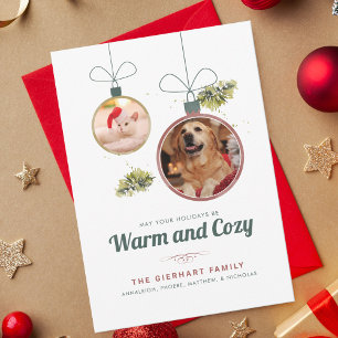 Familie Kerst Huisdier Fotocollage Modern Feestdagenkaart