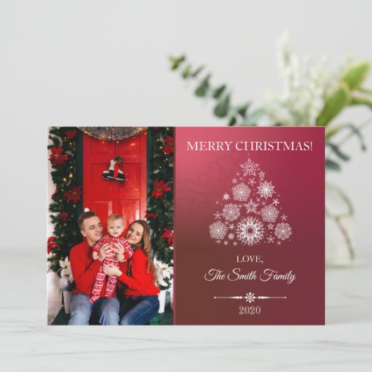 Familie Kerst Kaart, Vakantie Foto Wenskaart Kaart (Staand voorkant)