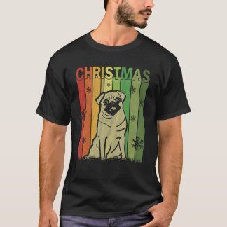 Familie Kerst Pijama Bijpassend Retro Pug Hond Ch T-shirt
