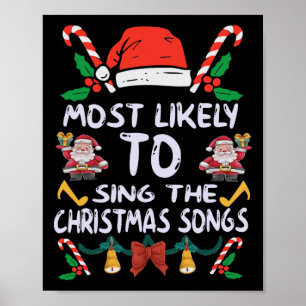 Familie kerst pyjama meest waarschijnlijk zingen C Poster