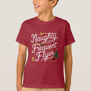 Familie Kerst T - shirts Naughty List Frequent Fly