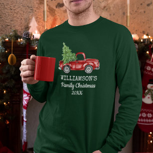 Familie Kerst Truck gepersonaliseerd Long G T-shirt