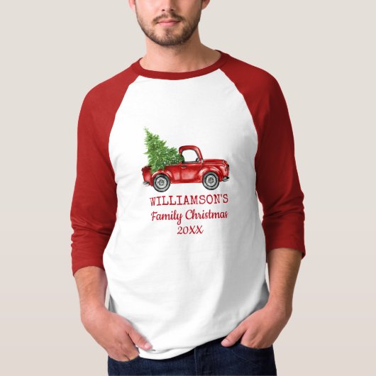 Familie Kerst Truck gepersonaliseerde R T-shirt (Voorkant)