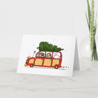 Familie kerstboom geplukt Kaart! Feestdagen Kaart