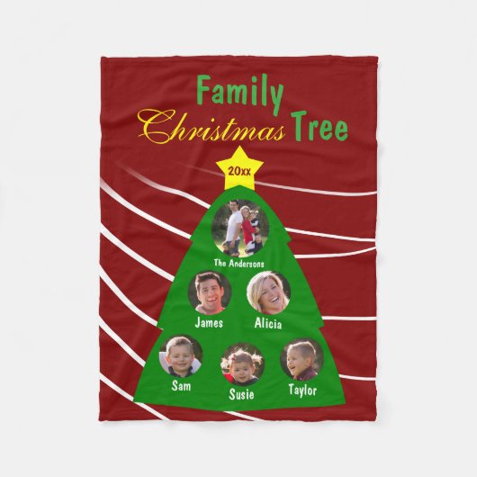 Familie kerstboom Keepomwille Aangepaste foto Fleece Deken (Voorkant)