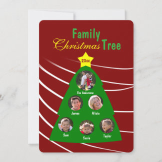 Familie Kerstboom Keepsake Custom Photo Card Feestdagenkaart