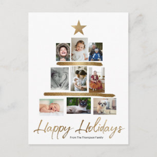 Familie kerstboomfoto Collage Year Review Feestdagenkaart