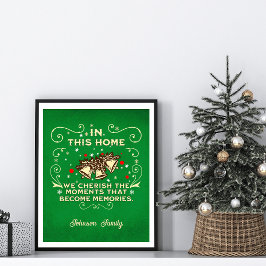 Familie kerstbord "Koester de momenten" Poster