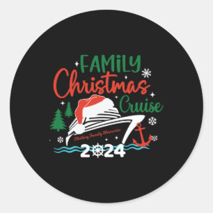 Familie Kerstcruise 2024 Vrolijke Cruisemas Xmas Ronde Sticker