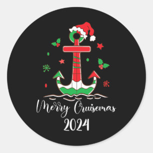 Familie Kerstcruise 2024 Vrolijke Cruisemas Xmas Ronde Sticker
