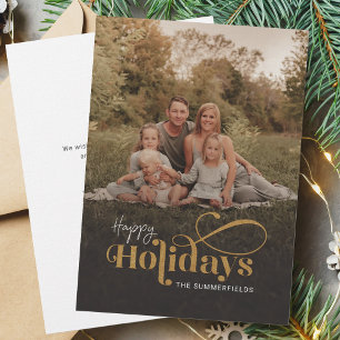 Familie kerstfeestdag Foto met handschrift Notitiekaartje