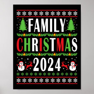 Familie Kerstmis 2024 Grappig Matching Xmas Tree W Poster