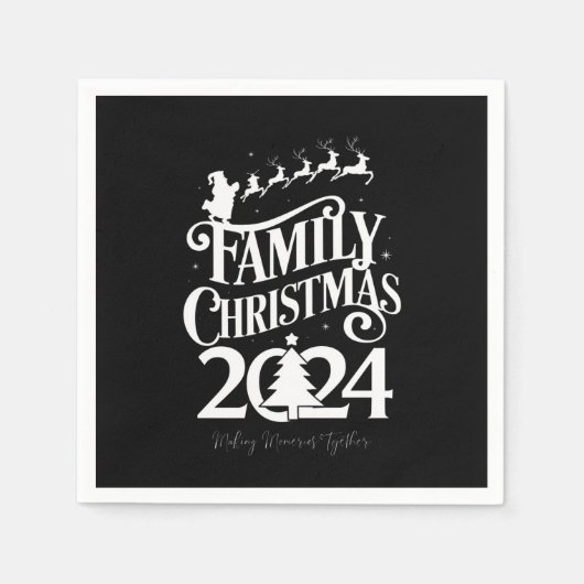Familie Kerstmis 2024 Herinneringen Samen Matching Servet (Voorkant)