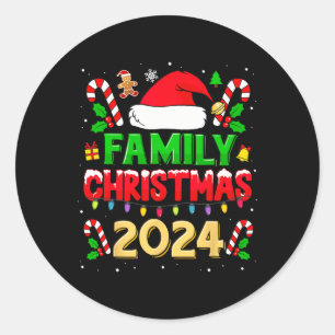 Familie Kerstmis 2024 voor gezinnen die overeenkom Ronde Sticker