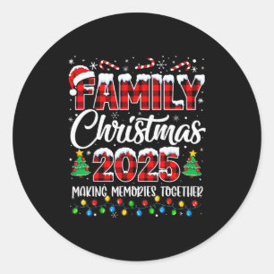 Familie Kerstmis 2025 Matching Squad Santa Rode Pl Ronde Sticker