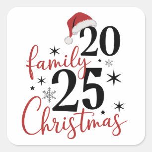 Familie Kerstmis 2025 Squad Reünie Matching Vierkante Sticker