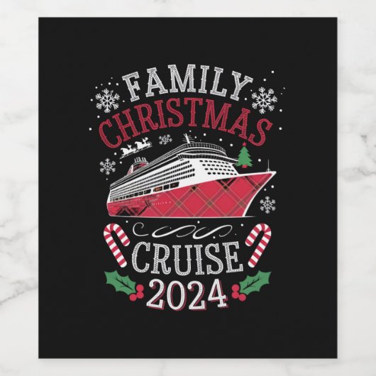 Familie Kerstmis Cruise Squad 2024 Matching Outfit Wijn Etiket (Enkel label)