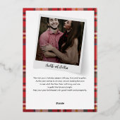 Familie Kerstmis foto's Script Goud Folie Feestdagenkaart (Achterkant)