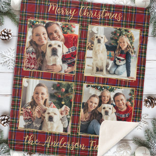 Familie Kerstmis Geplaagd Gepersonaliseerde Fotoco Sherpa Deken