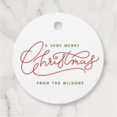 Familie Kerstmis minimalistisch modern script Bedankjes Labels (Voorkant)