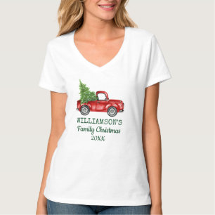 Familie Kerstmis Red Truck Persoonlijke WV T-shirt