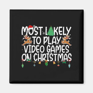 Familie Kerstmis Waarschijnlijk Videogames Te Spel Magneet