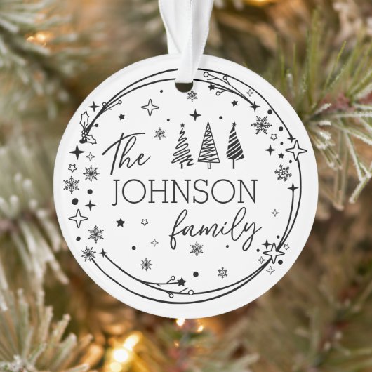 Familie Kerstnaam Monogram Ornament (Boom)